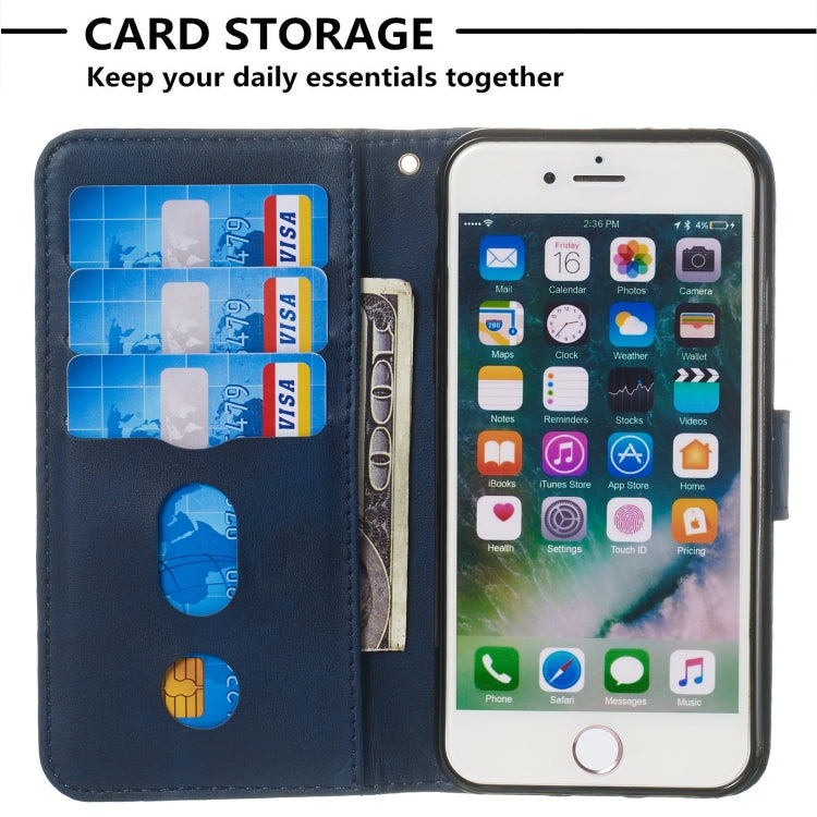 For iPhone SE 2022 / SE 2020 / 8 / 7 Zipper Horizontal Flip Leather Case with Wallet & Holder & Card Slots