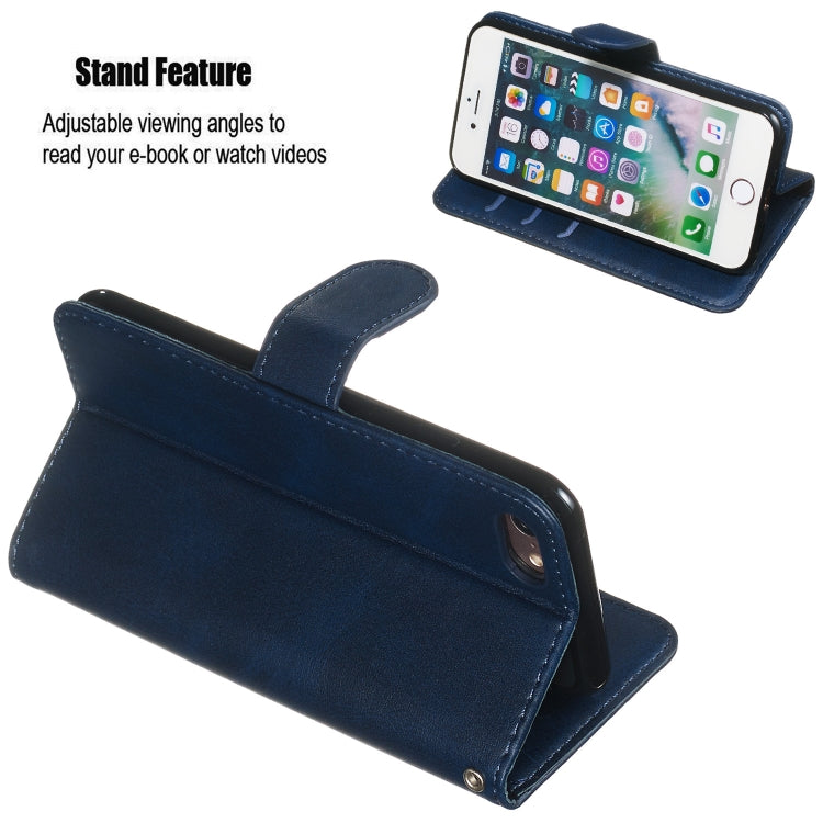 For iPhone SE 2022 / SE 2020 / 8 / 7 Zipper Horizontal Flip Leather Case with Wallet & Holder & Card Slots