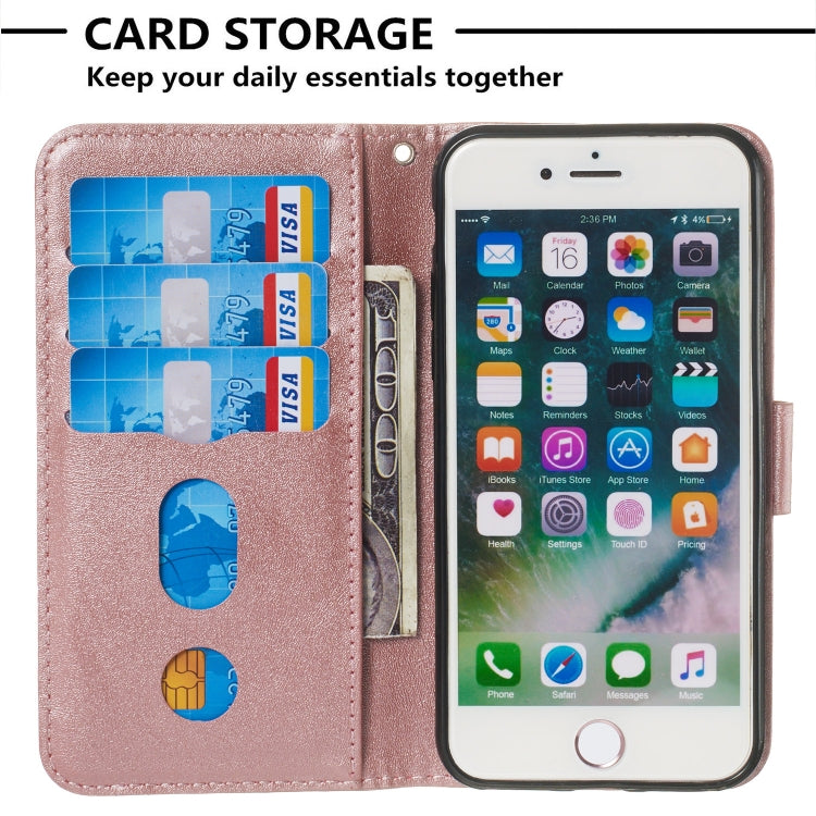 For iPhone SE 2022 / SE 2020 / 8 / 7 Zipper Horizontal Flip Leather Case with Wallet & Holder & Card Slots