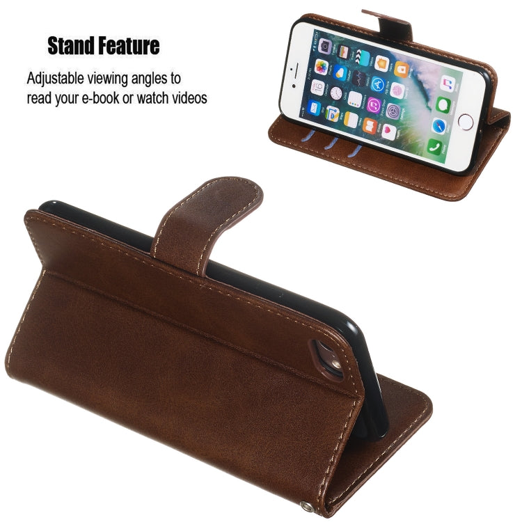 For iPhone SE 2022 / SE 2020 / 8 / 7 Zipper Horizontal Flip Leather Case with Wallet & Holder & Card Slots