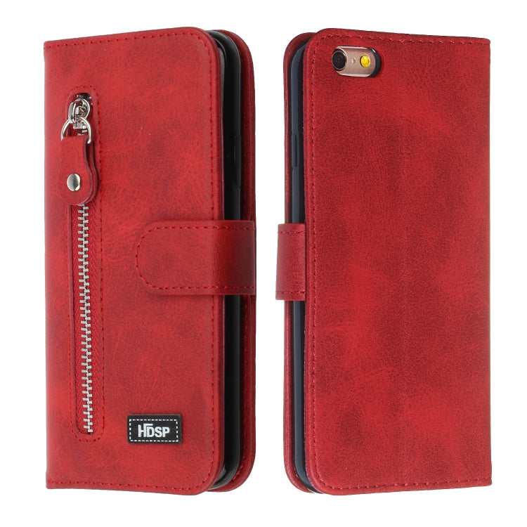 For iPhone SE 2022 / SE 2020 / 8 / 7 Zipper Horizontal Flip Leather Case with Wallet & Holder & Card Slots