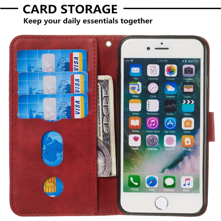 For iPhone SE 2022 / SE 2020 / 8 / 7 Zipper Horizontal Flip Leather Case with Wallet & Holder & Card Slots