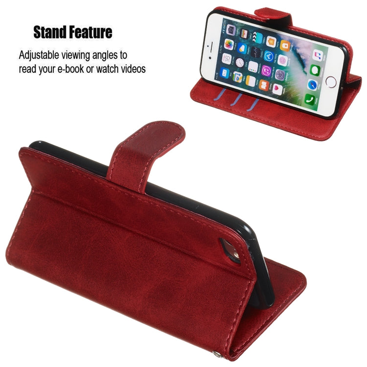 For iPhone SE 2022 / SE 2020 / 8 / 7 Zipper Horizontal Flip Leather Case with Wallet & Holder & Card Slots