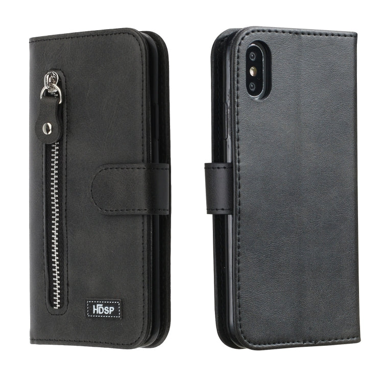 For iPhone XR Zipper Horizontal Flip Leather Case with Wallet & Holder & Card Slots