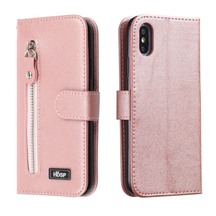 For iPhone XR Zipper Horizontal Flip Leather Case with Wallet & Holder & Card Slots