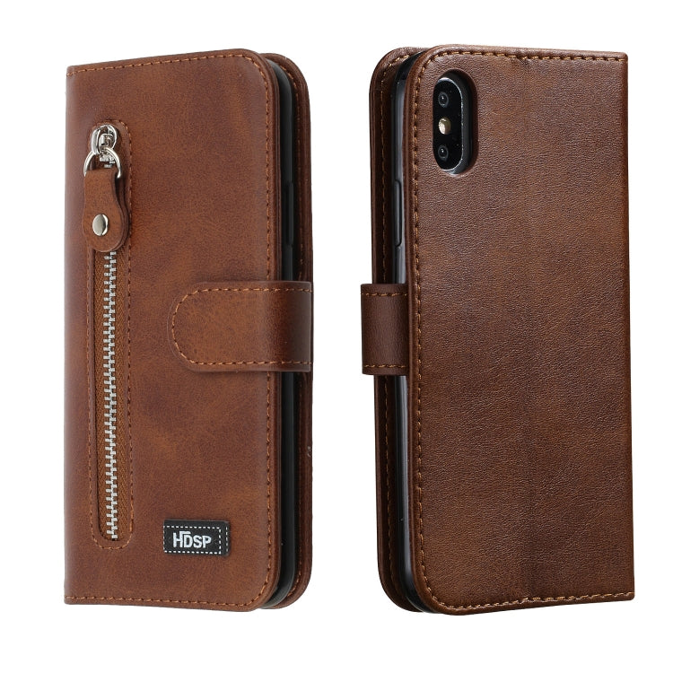 For iPhone XR Zipper Horizontal Flip Leather Case with Wallet & Holder & Card Slots