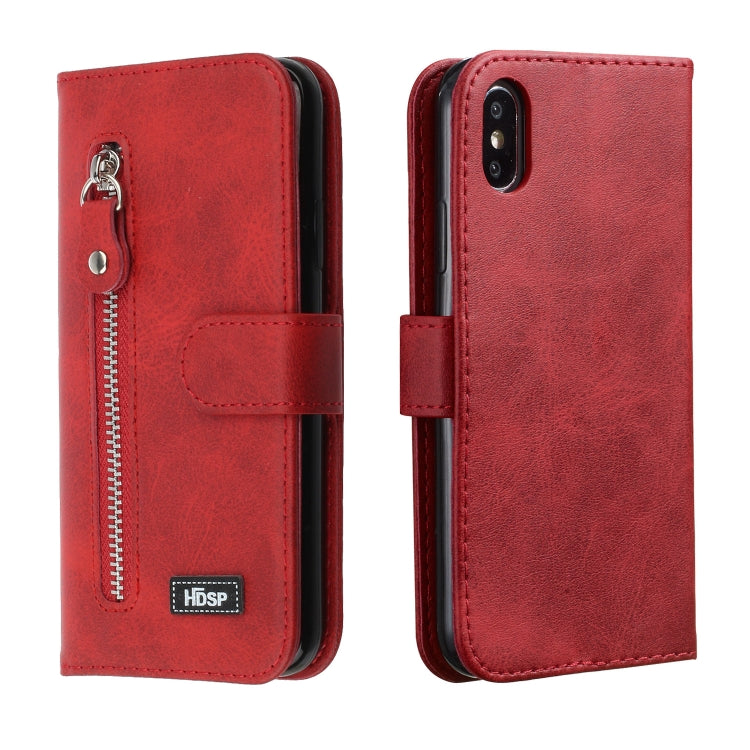 For iPhone XR Zipper Horizontal Flip Leather Case with Wallet & Holder & Card Slots