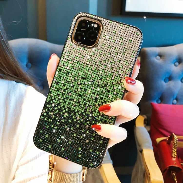 For iPhone 11 Pro PC + Crystal Diamond Tri-Color Gradient Protective Case