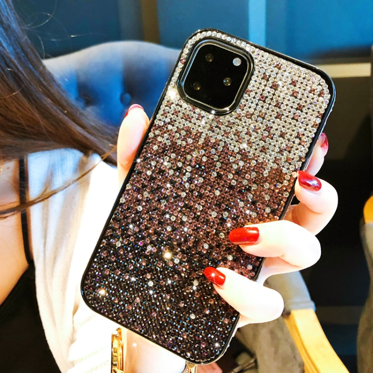 For iPhone 11 Pro PC + Crystal Diamond Tri-Color Gradient Protective Case