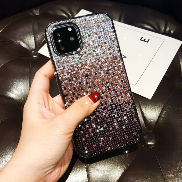 For iPhone 11 Pro PC + Crystal Diamond Tri-Color Gradient Protective Case