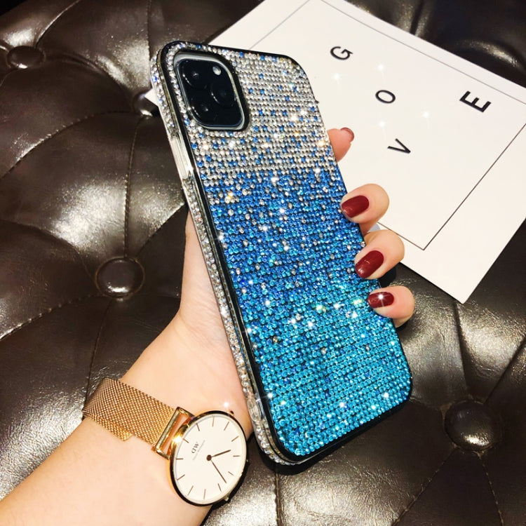 For iPhone 11 Pro PC + Crystal Diamond Tri-Color Gradient Protective Case
