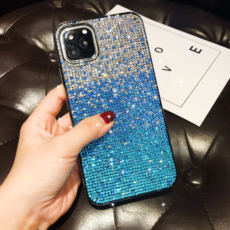 For iPhone 11 Pro PC + Crystal Diamond Tri-Color Gradient Protective Case