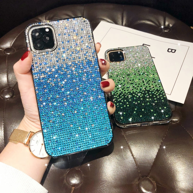For iPhone 11 Pro PC + Crystal Diamond Tri-Color Gradient Protective Case