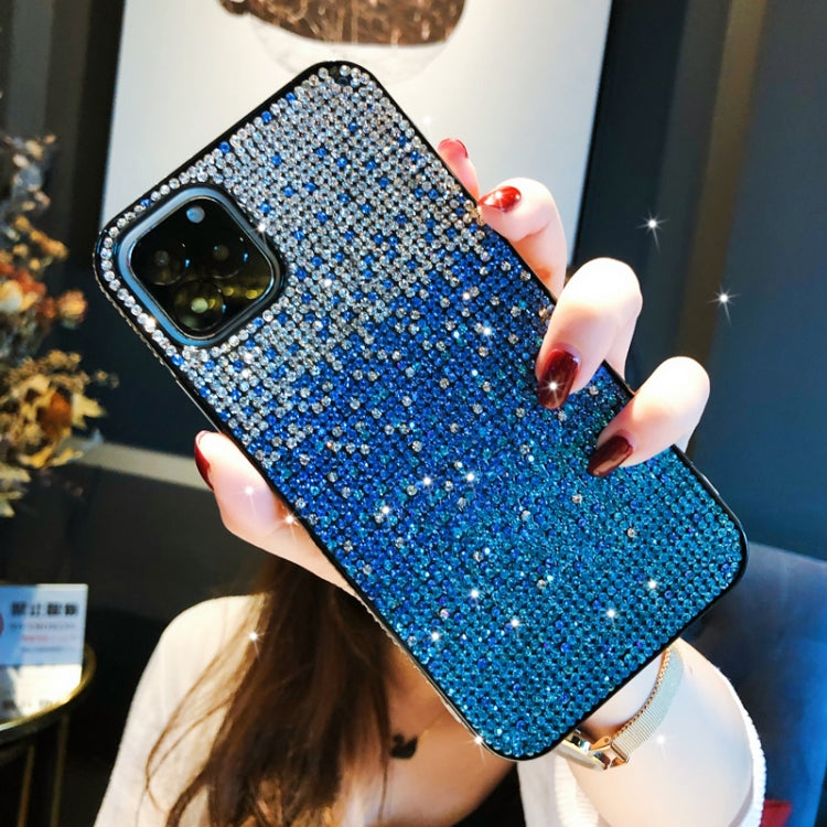 For iPhone 11 Pro Max PC + Crystal Diamond Tri-Color Gradient Protective Case