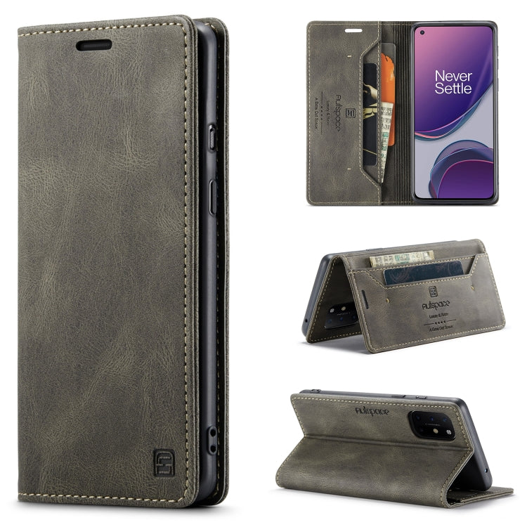 For OnePlus 8T AutSpace A01 Retro Skin-feel Crazy Horse Texture Horizontal Flip Leather Case with Holder & Card Slots & Wallet & RFID