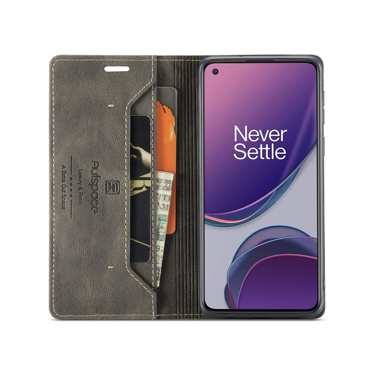 For OnePlus 8T AutSpace A01 Retro Skin-feel Crazy Horse Texture Horizontal Flip Leather Case with Holder & Card Slots & Wallet & RFID