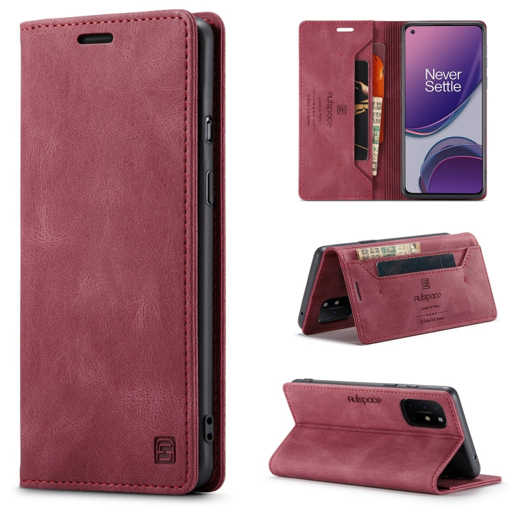 For OnePlus 8T AutSpace A01 Retro Skin-feel Crazy Horse Texture Horizontal Flip Leather Case with Holder & Card Slots & Wallet & RFID
