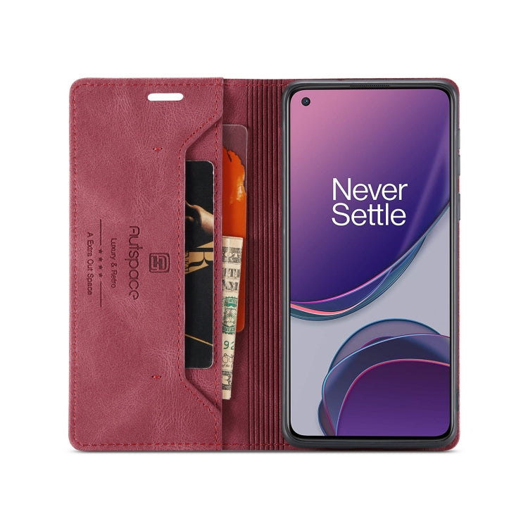 For OnePlus 8T AutSpace A01 Retro Skin-feel Crazy Horse Texture Horizontal Flip Leather Case with Holder & Card Slots & Wallet & RFID