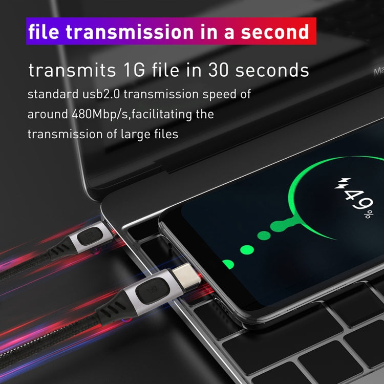 100W 5A USB-C / Type-C Male to USB-C / Type-C Male PD Fast Charging Braided Data Cable, Cable Length:2m