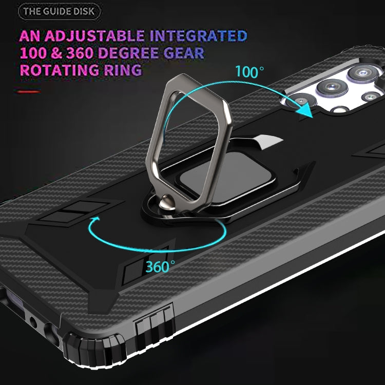 For Samsung Galaxy A32 5G Carbon Fiber Protective Case with 360 Degree Rotating Ring Holder