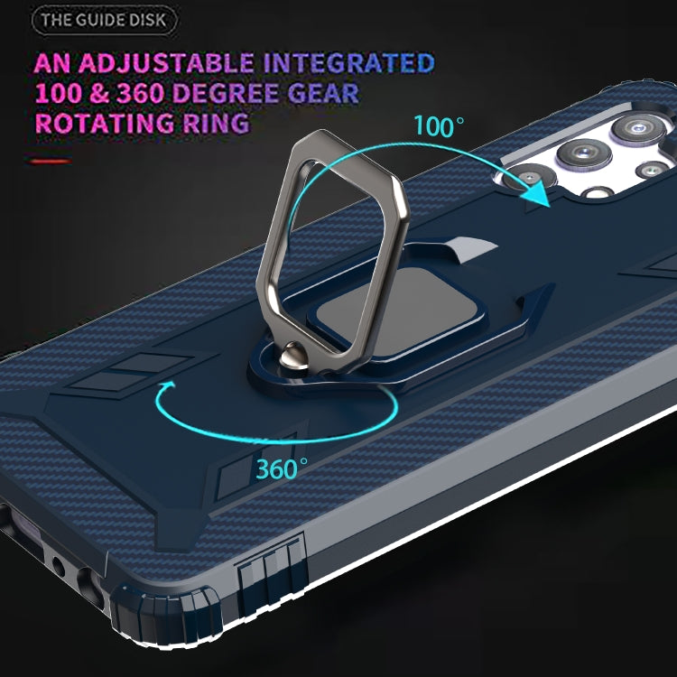 For Samsung Galaxy A32 5G Carbon Fiber Protective Case with 360 Degree Rotating Ring Holder
