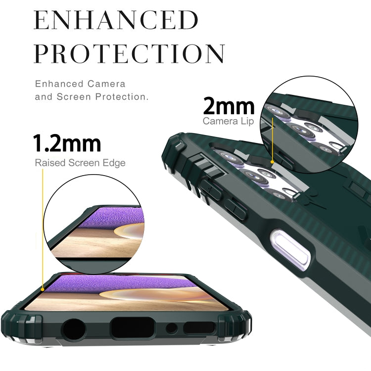 For Samsung Galaxy A32 5G Carbon Fiber Protective Case with 360 Degree Rotating Ring Holder