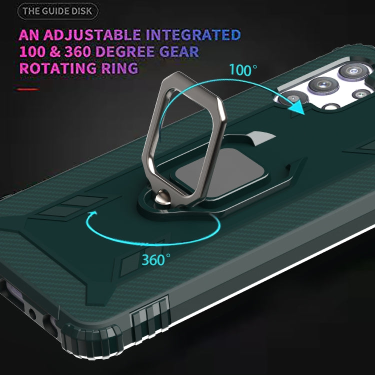 For Samsung Galaxy A32 5G Carbon Fiber Protective Case with 360 Degree Rotating Ring Holder
