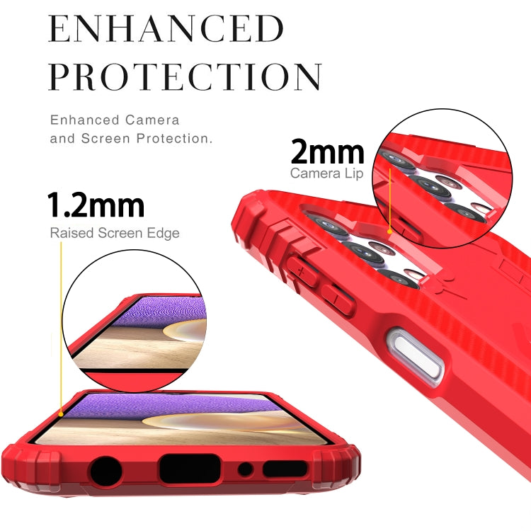 For Samsung Galaxy A32 5G Carbon Fiber Protective Case with 360 Degree Rotating Ring Holder