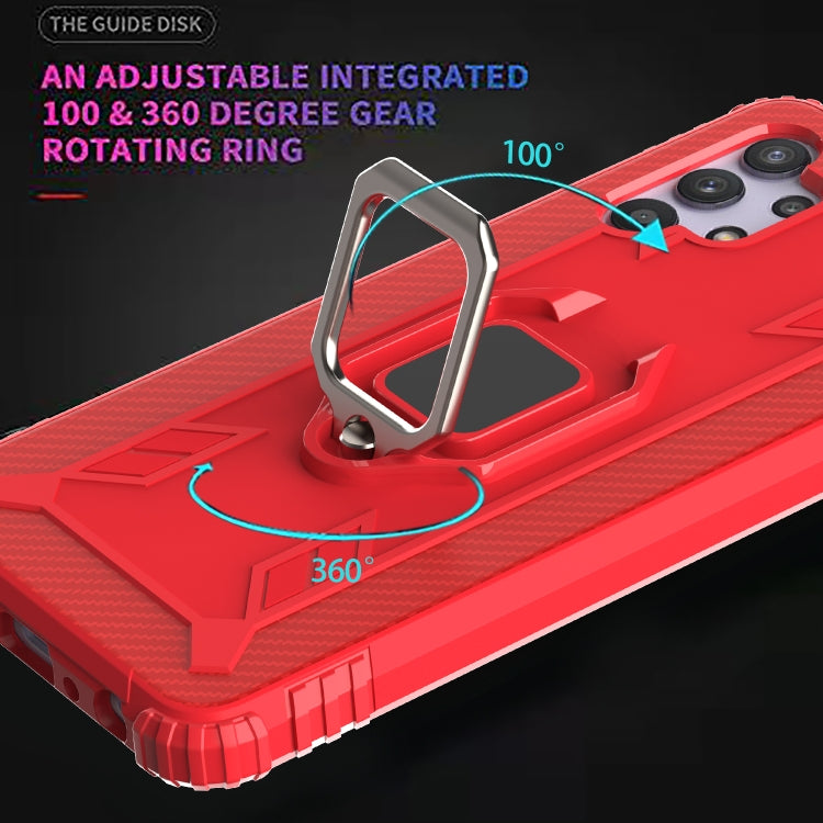 For Samsung Galaxy A32 5G Carbon Fiber Protective Case with 360 Degree Rotating Ring Holder