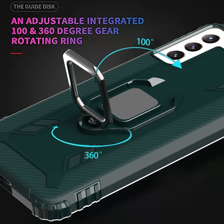 For Samsung Galaxy S21 5G Carbon Fiber Protective Case with 360 Degree Rotating Ring Holder
