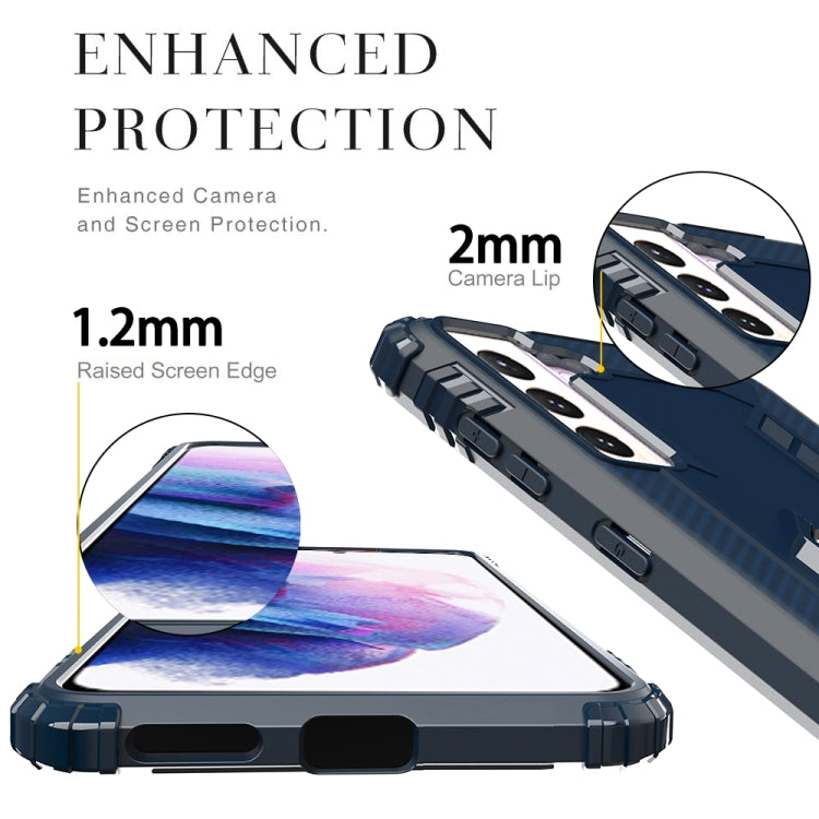 For Samsung Galaxy S21+ 5G Carbon Fiber Protective Case with 360 Degree Rotating Ring Holder