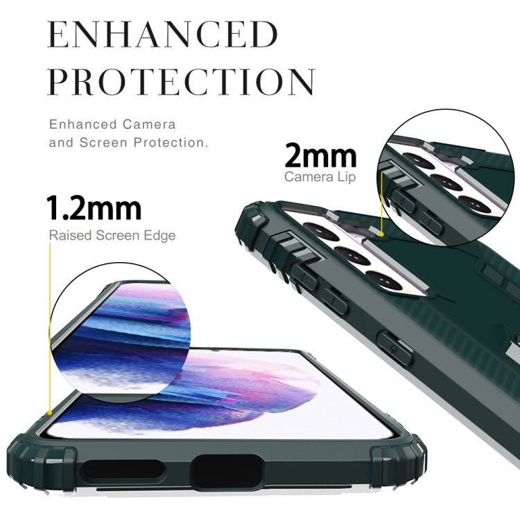 For Samsung Galaxy S21+ 5G Carbon Fiber Protective Case with 360 Degree Rotating Ring Holder