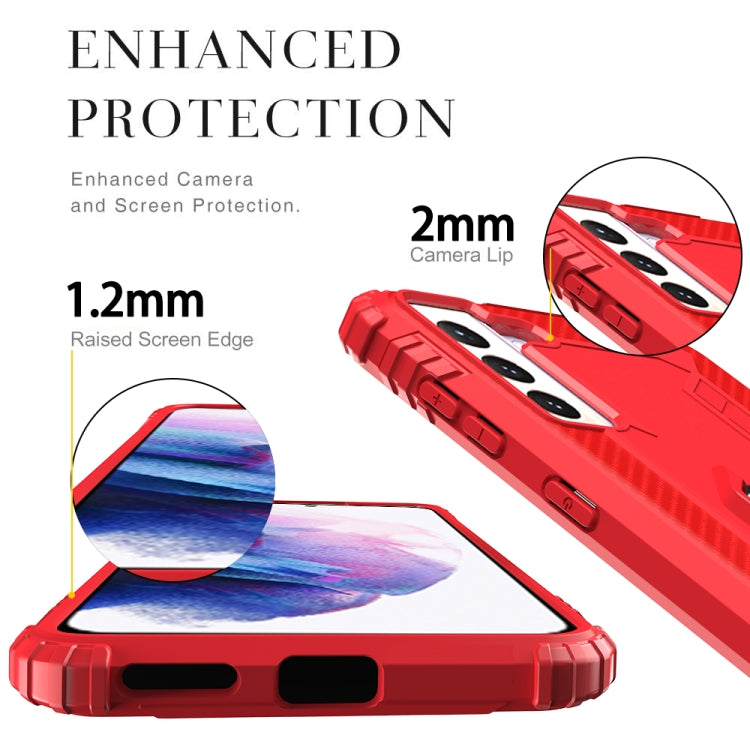 For Samsung Galaxy S21+ 5G Carbon Fiber Protective Case with 360 Degree Rotating Ring Holder