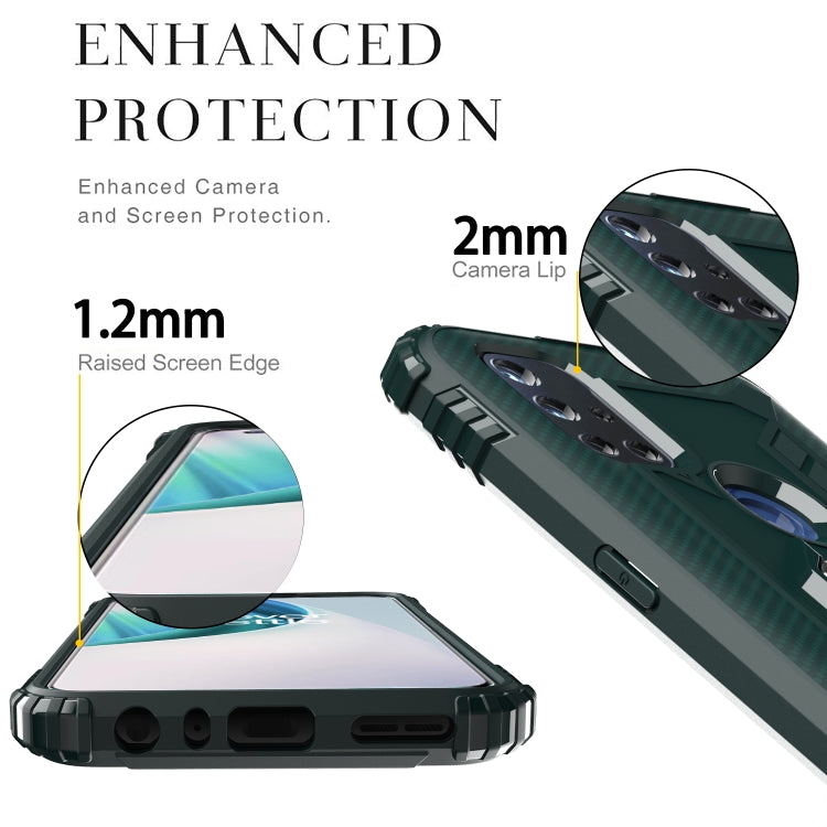 For OnePlus Nord N10 5G Carbon Fiber Protective Case with 360 Degree Rotating Ring Holder