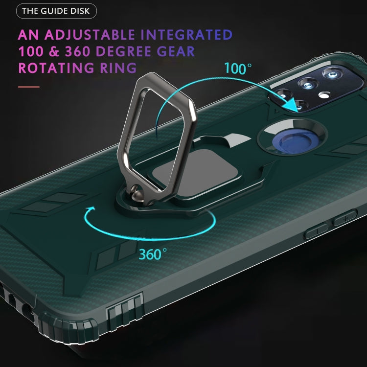 For OnePlus Nord N10 5G Carbon Fiber Protective Case with 360 Degree Rotating Ring Holder