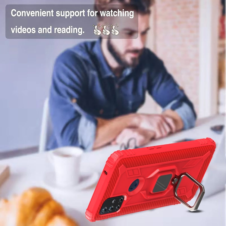 For OnePlus Nord N10 5G Carbon Fiber Protective Case with 360 Degree Rotating Ring Holder