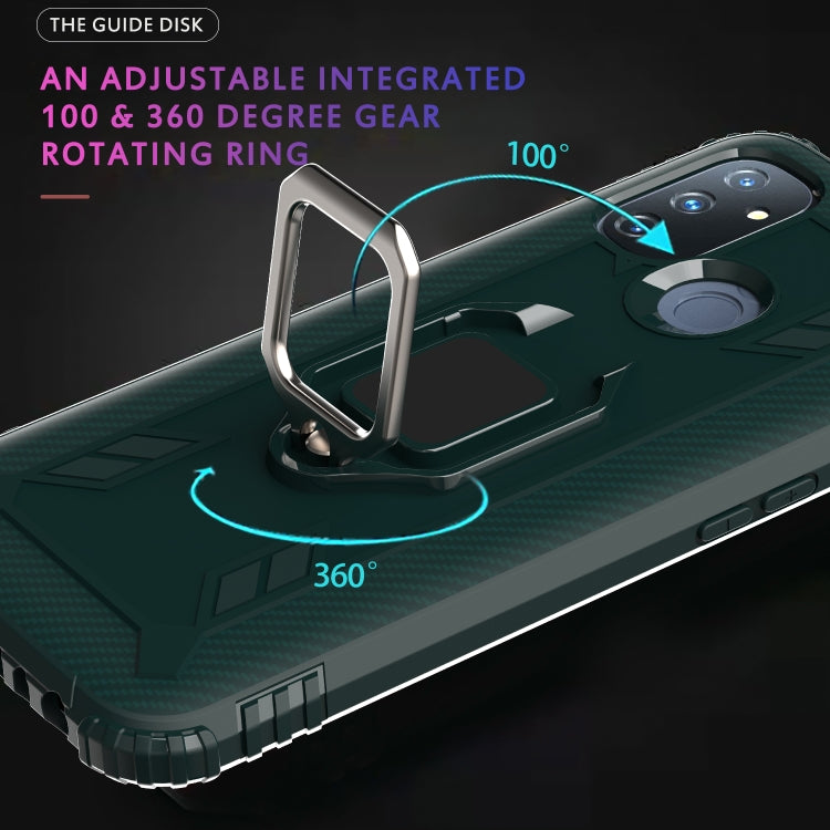 For OnePlus Nord N100 Carbon Fiber Protective Case with 360 Degree Rotating Ring Holder