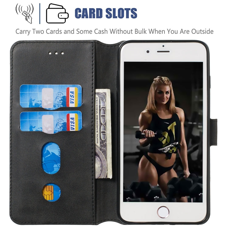 For iPhone SE 2022 / SE 2020 / 8 / 7 Solid Color Buckle Horizontal Flip Leather Case with Wallet & Holder & Card Slots
