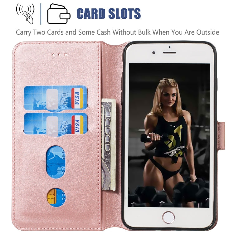For iPhone SE 2022 / SE 2020 / 8 / 7 Solid Color Buckle Horizontal Flip Leather Case with Wallet & Holder & Card Slots