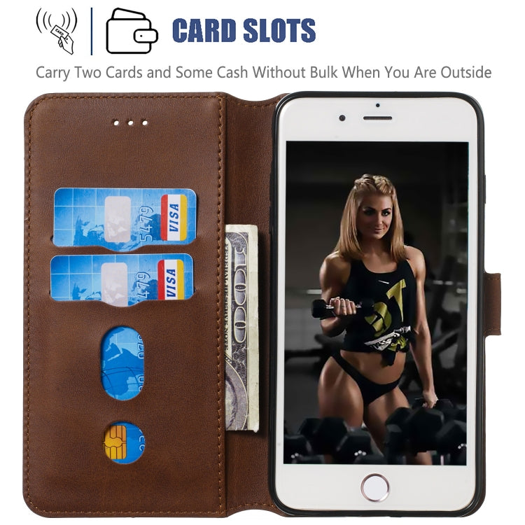 For iPhone SE 2022 / SE 2020 / 8 / 7 Solid Color Buckle Horizontal Flip Leather Case with Wallet & Holder & Card Slots