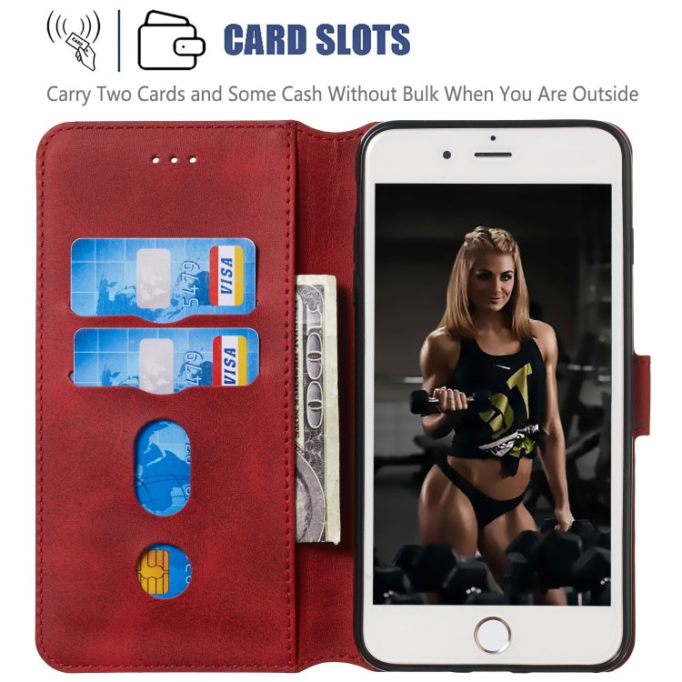 For iPhone SE 2022 / SE 2020 / 8 / 7 Solid Color Buckle Horizontal Flip Leather Case with Wallet & Holder & Card Slots