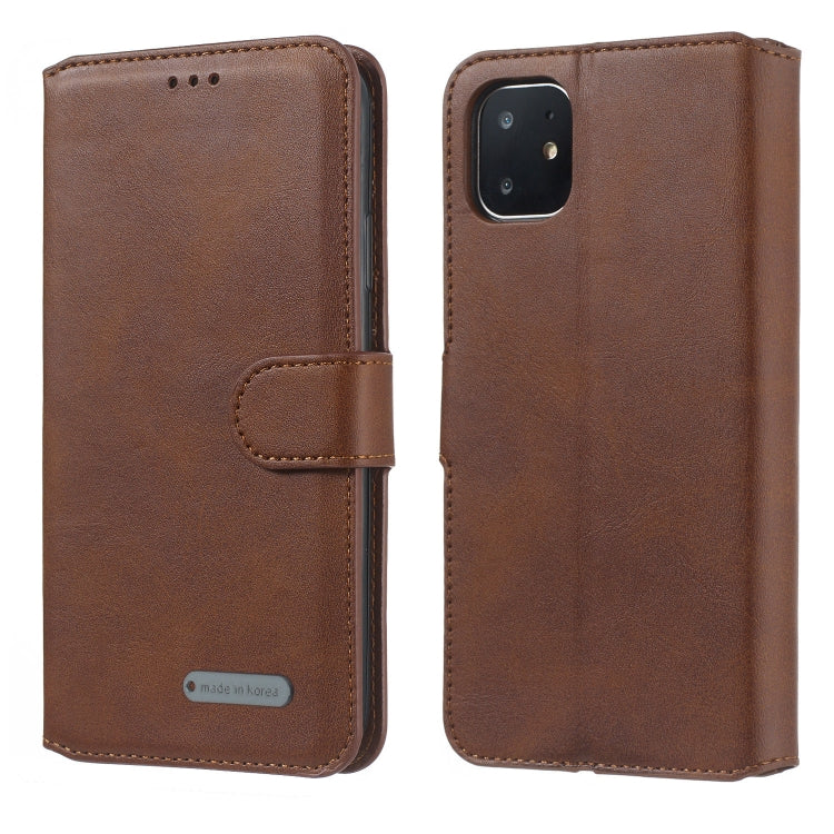 For iPhone 11 Solid Color Buckle Horizontal Flip Leather Case with Wallet & Holder & Card Slots