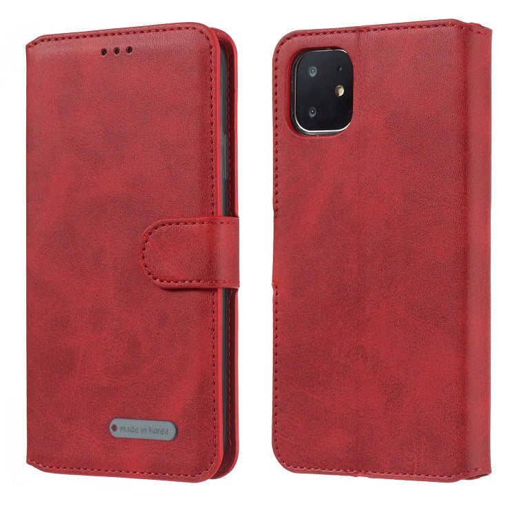 For iPhone 11 Solid Color Buckle Horizontal Flip Leather Case with Wallet & Holder & Card Slots