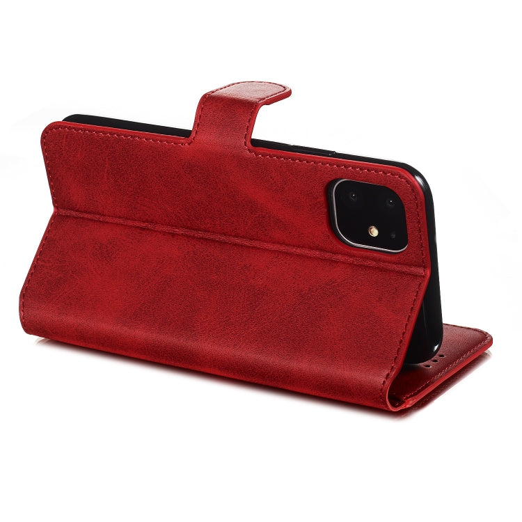 For iPhone 11 Solid Color Buckle Horizontal Flip Leather Case with Wallet & Holder & Card Slots