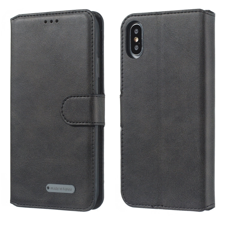 For iPhone XS Max Solid Color Buckle Horizontal Flip Leather Case with Wallet & Holder & Card Slots