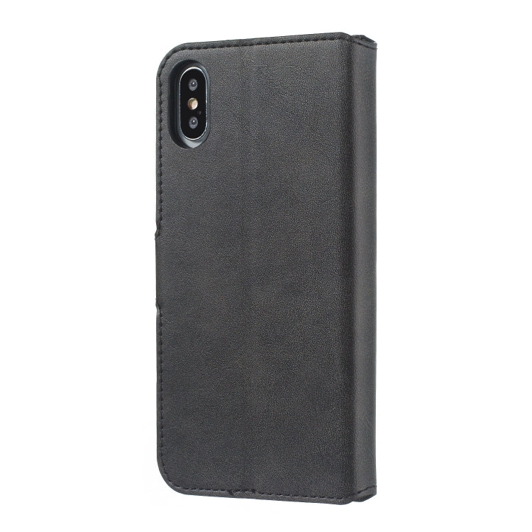 For iPhone XS Max Solid Color Buckle Horizontal Flip Leather Case with Wallet & Holder & Card Slots