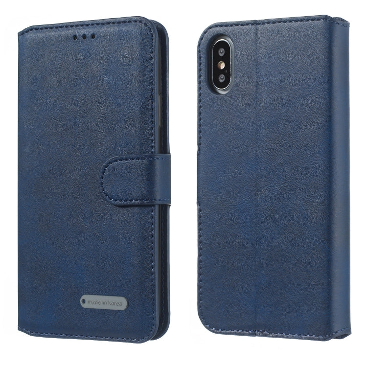For iPhone XS Max Solid Color Buckle Horizontal Flip Leather Case with Wallet & Holder & Card Slots