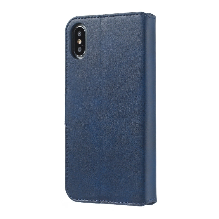 For iPhone XS Max Solid Color Buckle Horizontal Flip Leather Case with Wallet & Holder & Card Slots