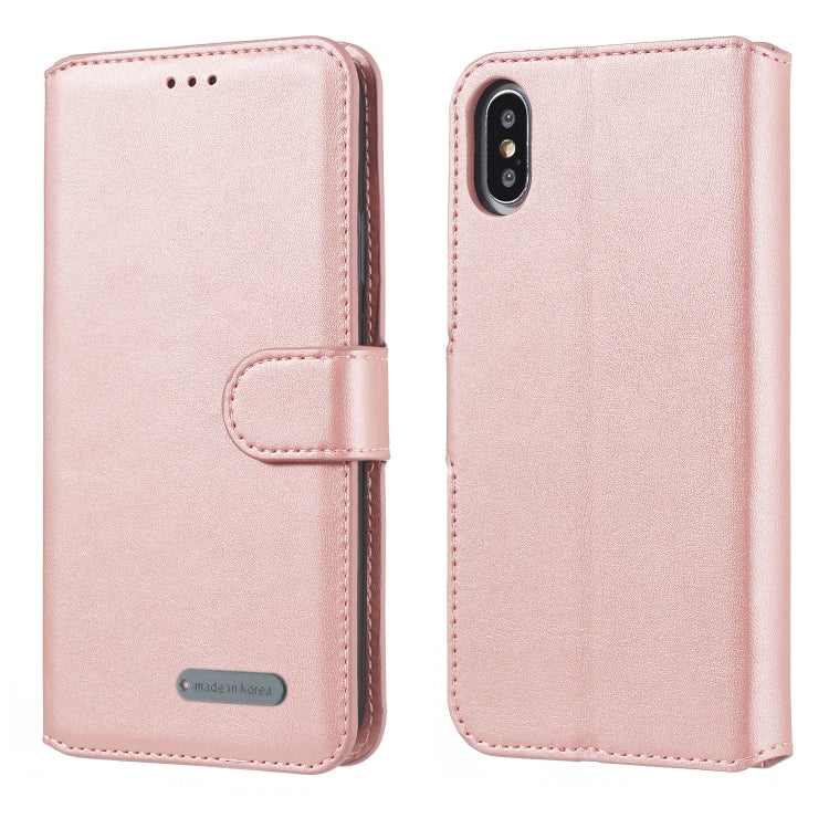 For iPhone XS Max Solid Color Buckle Horizontal Flip Leather Case with Wallet & Holder & Card Slots