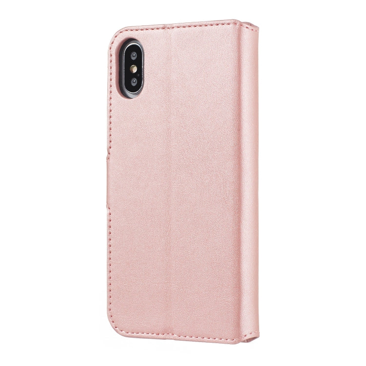 For iPhone XS Max Solid Color Buckle Horizontal Flip Leather Case with Wallet & Holder & Card Slots